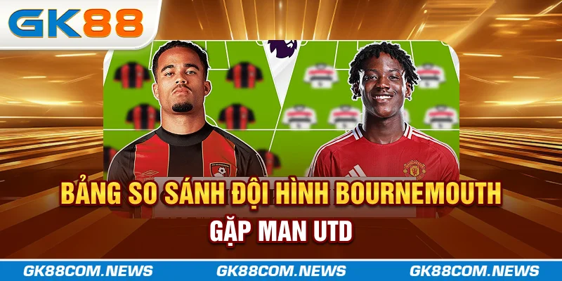 Bảng so sánh đội hình Bournemouth gặp Man utd